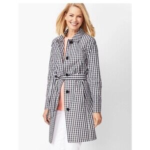 Talbots Women’s Black And White Gingham Trenchcoat Size Small Petite